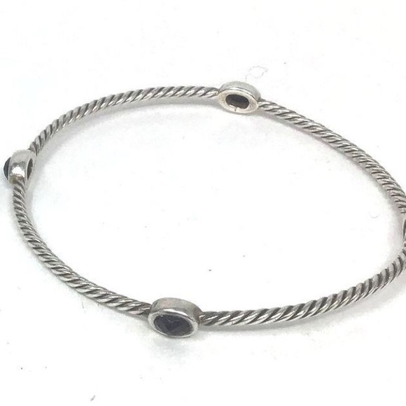 Women’s David Yurman Elegant 925 Sterling Silver 4 Station Bangle Bracelet - Picture 1 of 3